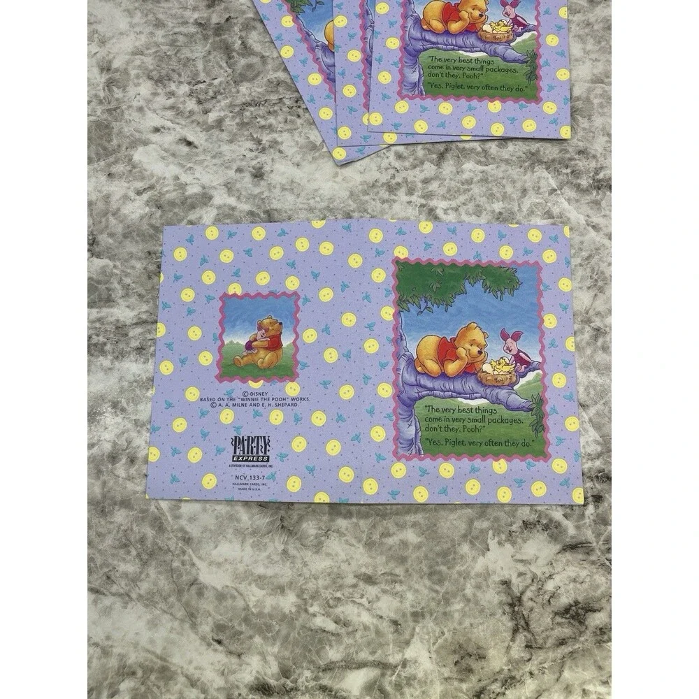 Winnie the Pooh Invitations Baby Shower NIP set of 8 & 4 loose - 12 Total
